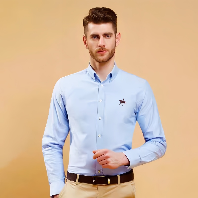 新しい綿 100% オックスフォードシャツ男性の長袖固体カジ - Oxford Cotton Casual Shirt Business のレビューと価格