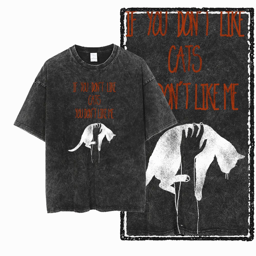G55 酸洗いブラックコットンクールキャットグラフィックメン - Acid Wash Vintage Graphic T Shirt のレビューと価格