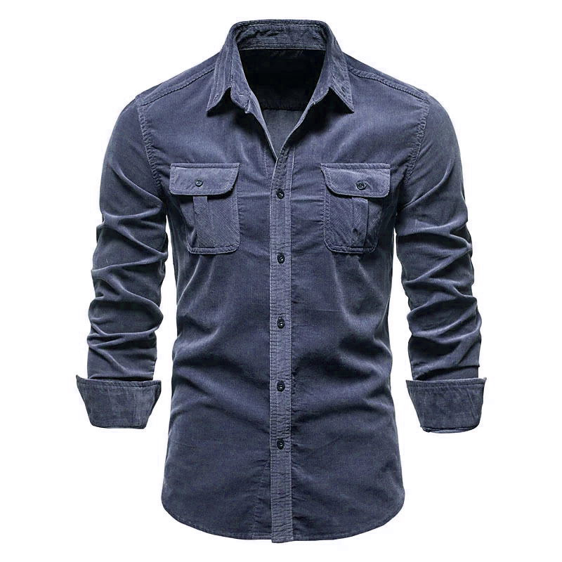 メンズ新しいコーデュロイシャツコットンビジネスカジュアル長袖 - Corduroy Button Up Shirt Men のレビューと価格