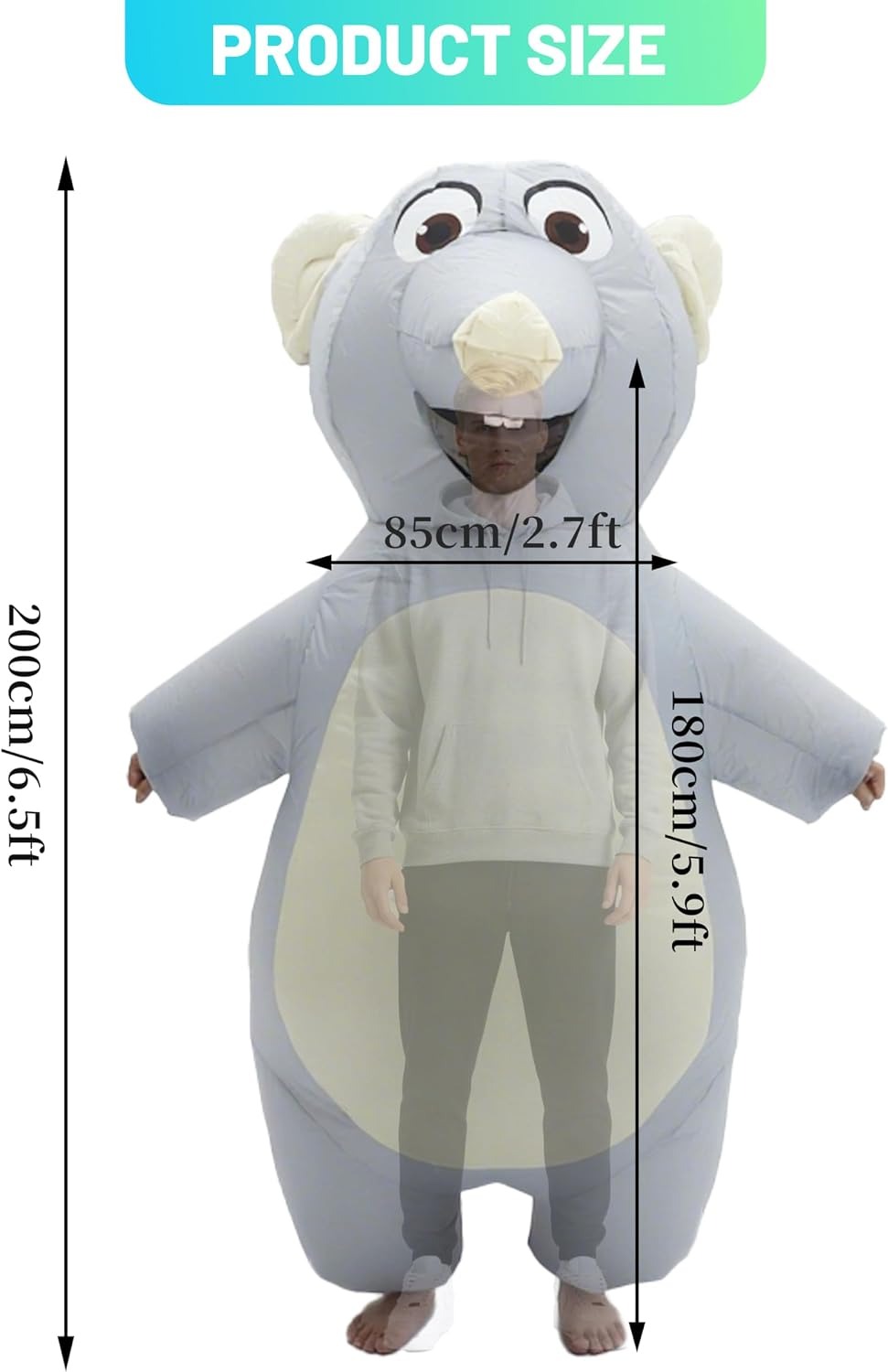 大人用インフレータブルマウスコスチューム。ハロウィーンパーテ - Suits のレビューと価格